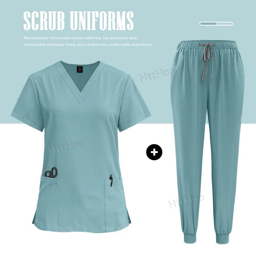 Scrubs Uniforms Sets Nurse Grey Scrubs Uniform Top for Men Hospital Medical Scrubs Unisex Clinic Nursing Surgical Uniforms Woman - Empire P.E