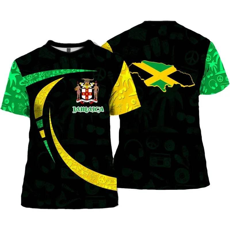 Jamaica Flag Graphic T Shirt For Men Jamaican National Emblem 3D Printed Short Sleeve Summer Streetwear T Shirts O-Neck Top Tees - Empire P.E