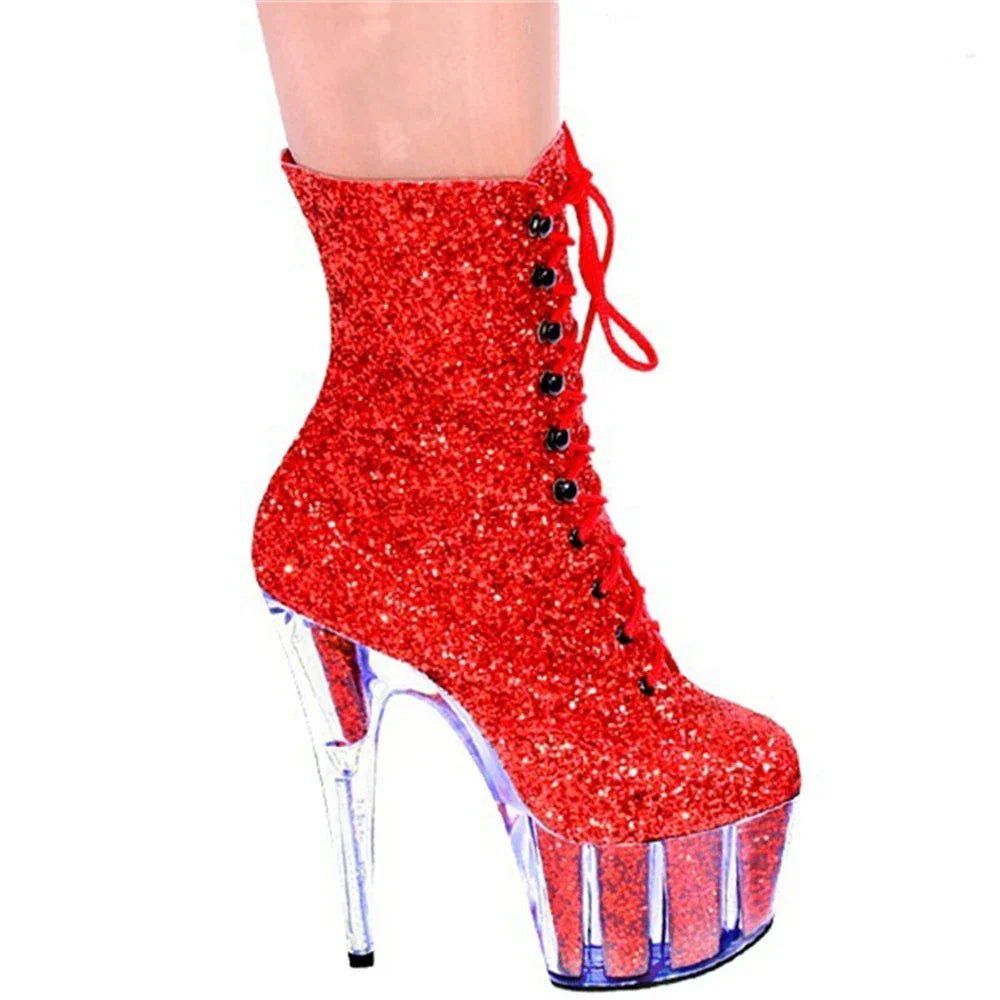 17CM Thin High Heels Ankle Boots Round Toe - Empire P.E