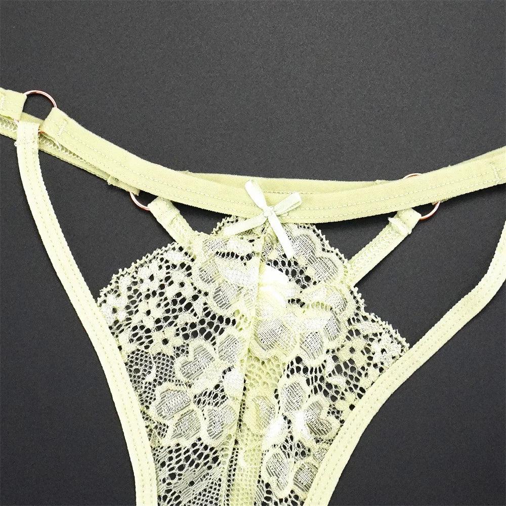 6pcs Fashion Sexy Lace Thong Low-waist with Cute Bow - Empire P.E