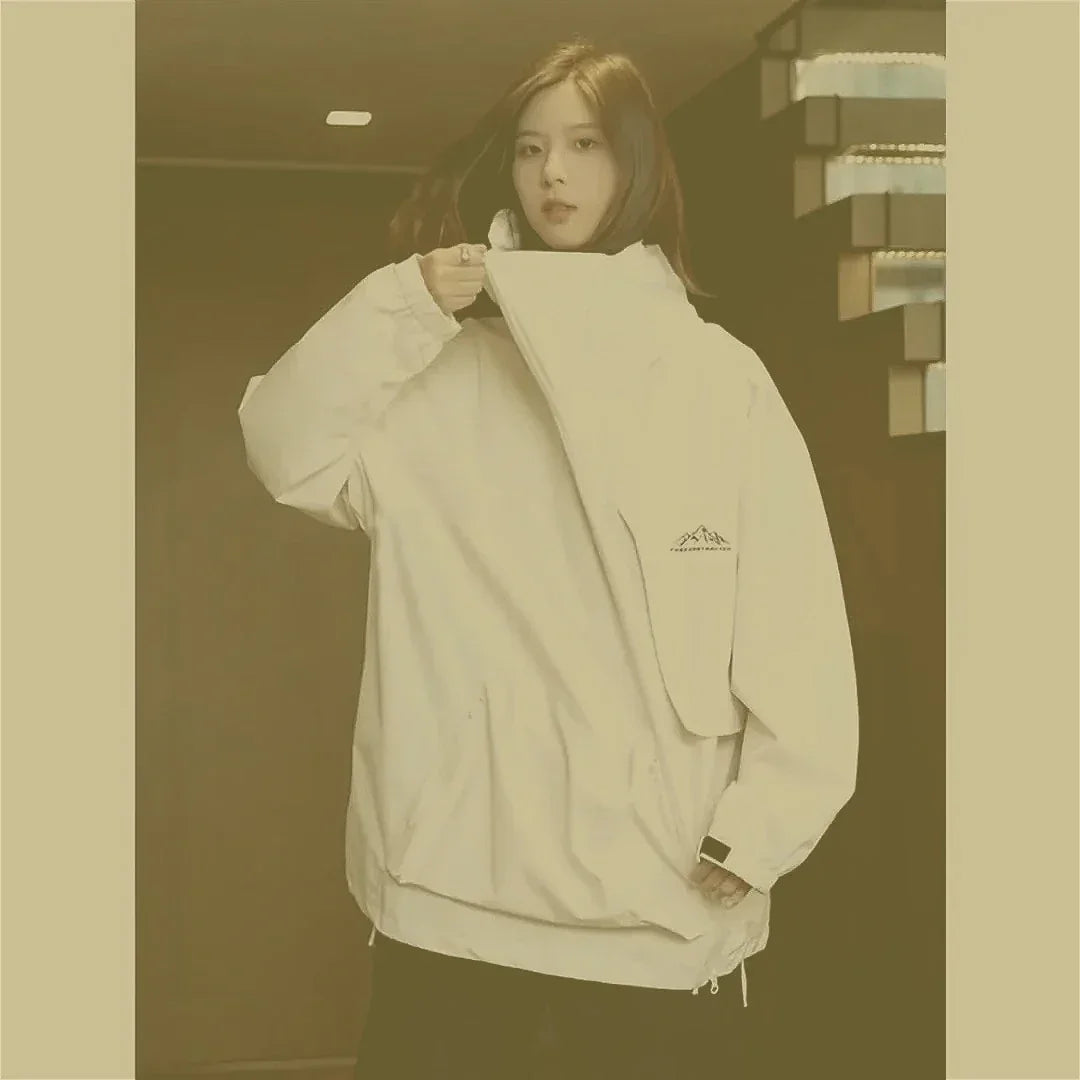 Outdoor Windbreaker Women Double Zipper Sweatshirt Hooded