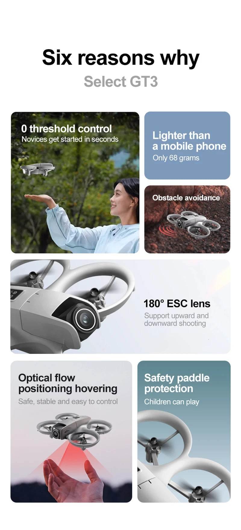 Drones Professional HD GT3 GPS 8K 180° Dual Cameras 5G WIFI Brushless Motors Obstacle Avoidance FPV Foldable Quadcopter Toys - Empire P.E