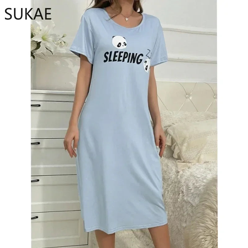 Cartoon Milk Silk Nightdress - Empire P.E