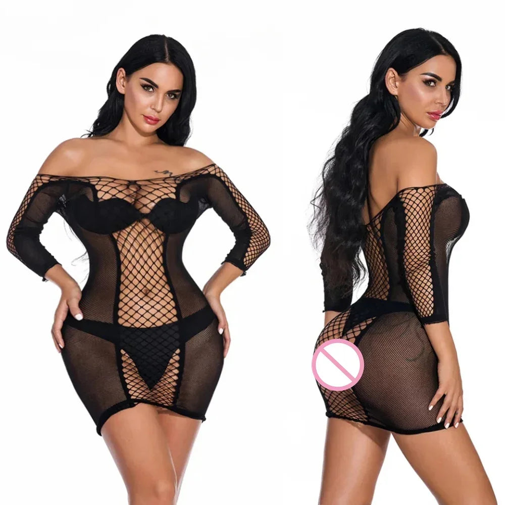 Night Dress Fishnet Hot Erotic Mini Dress Lingerie - Empire P.E