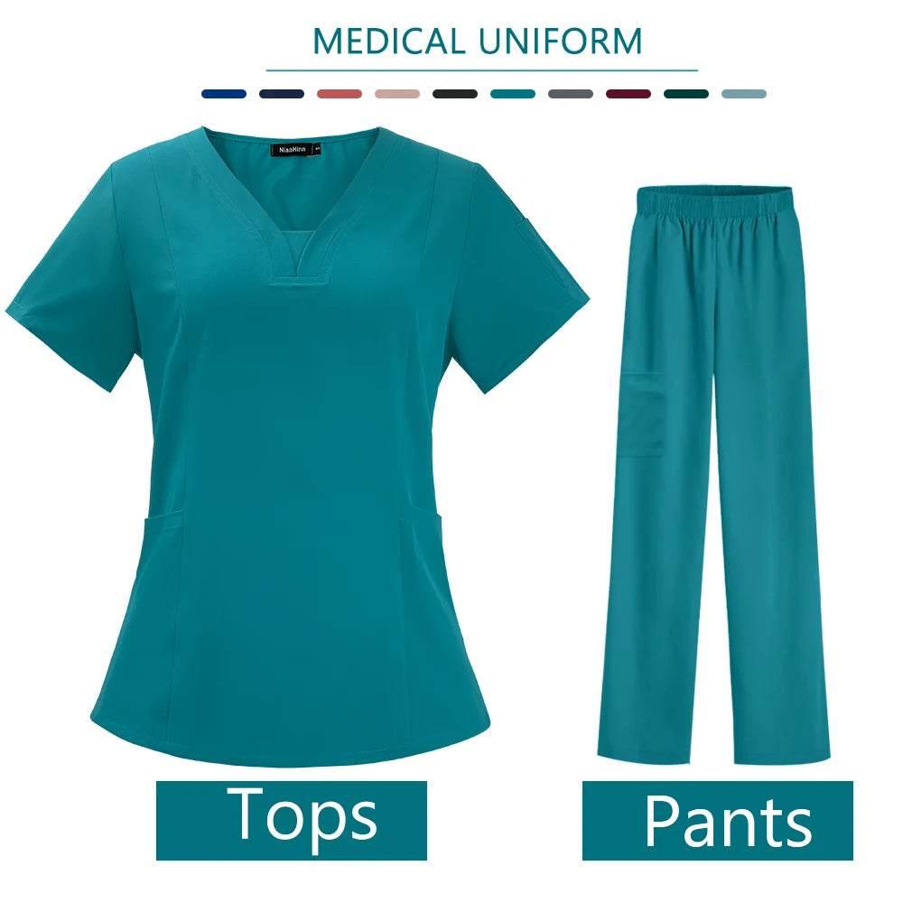 Nurse Medical Uniform High Quality Scrubs Short Sleeve Elastic Pants - Empire P.E