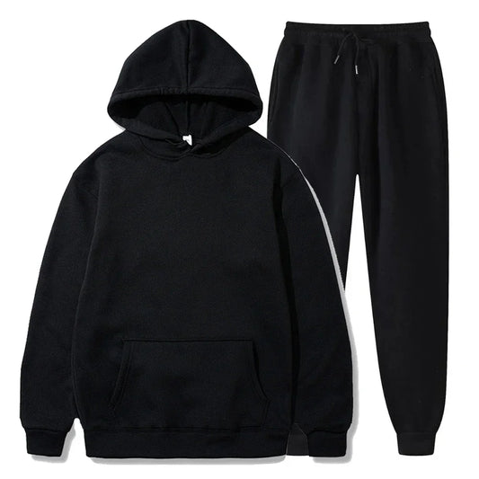 Basic Fleece Hoodies And Sweat Pants Set