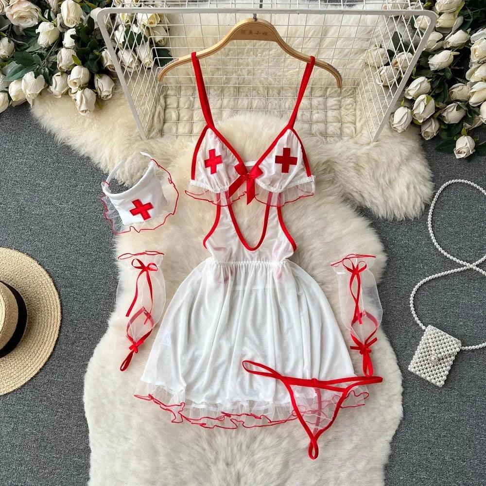 Hollow Out Cosplay Lingerie Lace Backless Jumpsuit - Empire P.E