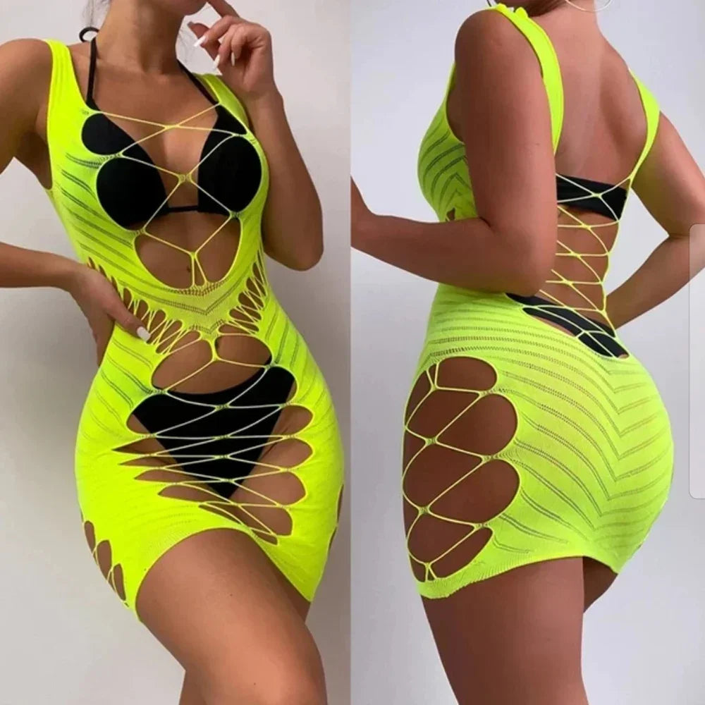 Strapless See Through Sexy Tight Pencil Dress Mesh