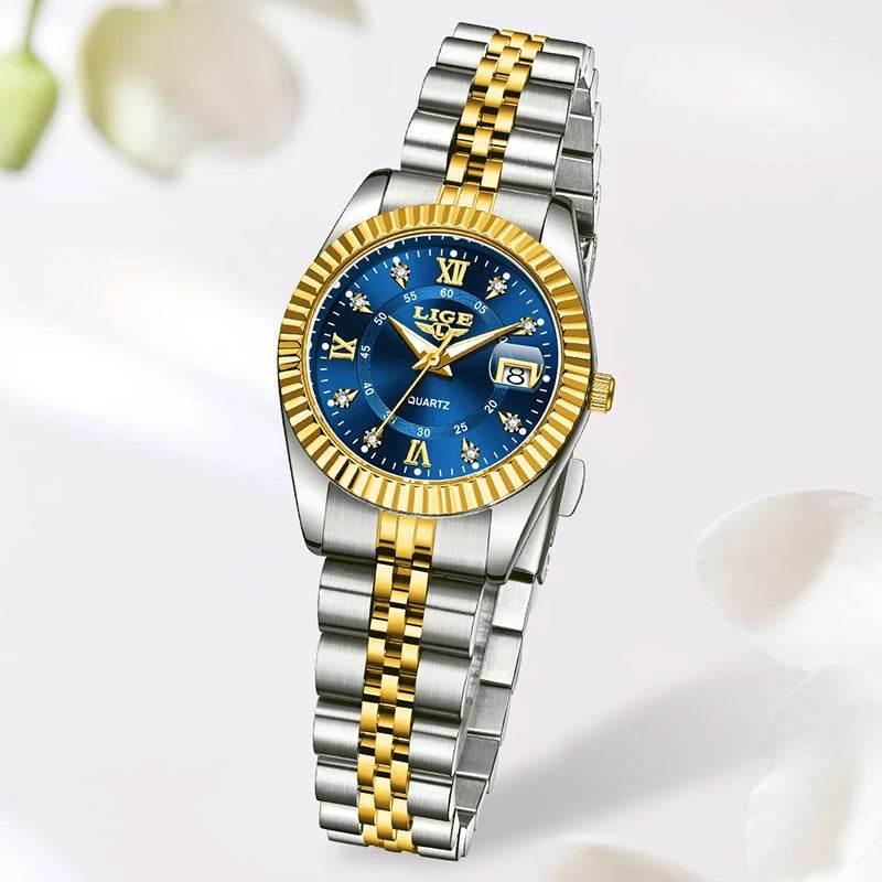 LIGE Top Luxury Watches For Women Vintage Fashion Ladies Watch Waterproof Date Stainless Quartz Wristwatches Reloj Mujer 2025 - Empire P.E