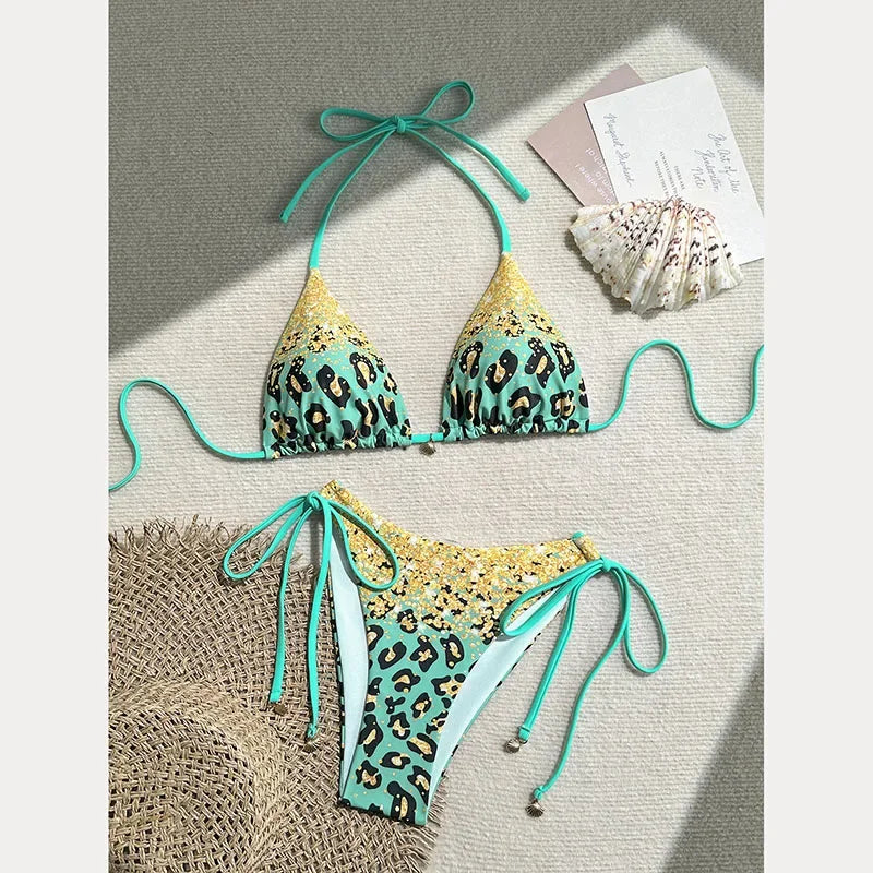 New Women's Leopard Print Color Split Beachwear - Empire P.E