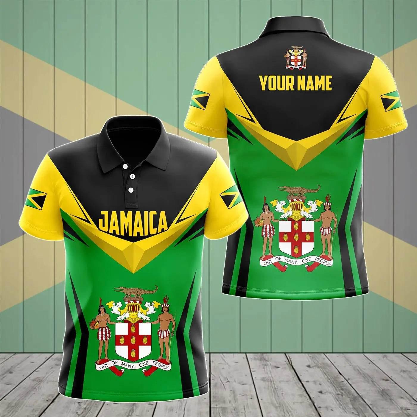 Jamaica Flag & Coat of Arms Customized Polo Shirt Summer Casual Streetwear Men's Fashion Loose Jersey Plus Size Sportswear - Empire P.E