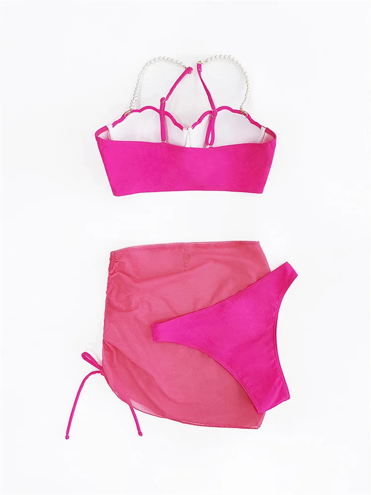 Pearls Straps Shell Underwire Bikini Set 2024 - Empire P.E
