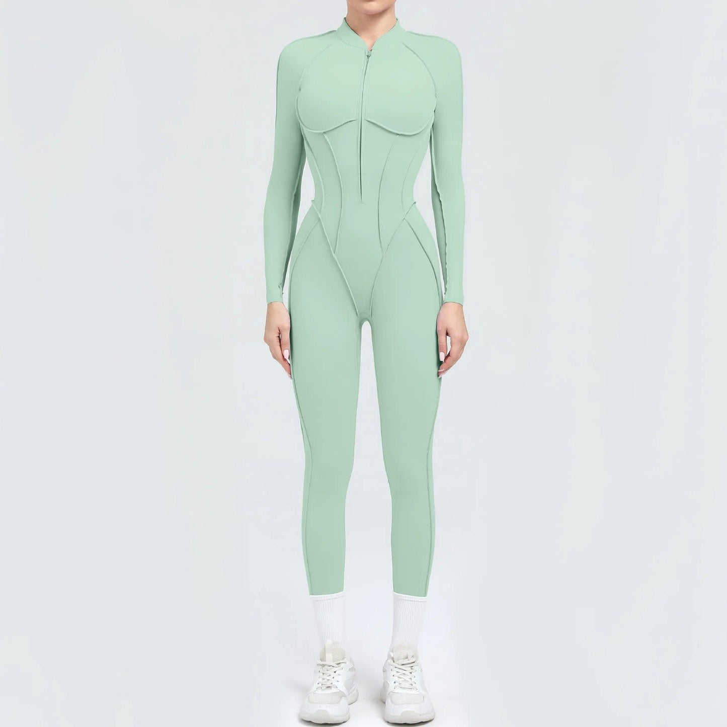 Pad Yoga Jumpsuit Short Sleeve Zipper Sports Wear Gym Fitness - Empire P.E
