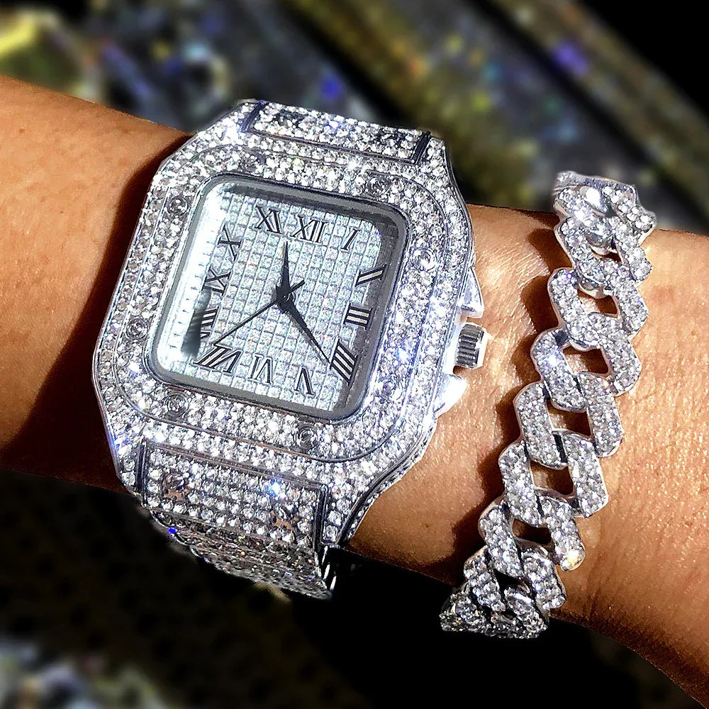 Luxury Moissanite Iced Out Watches Hip Hop Bust Down Diamond Watch - Empire P.E