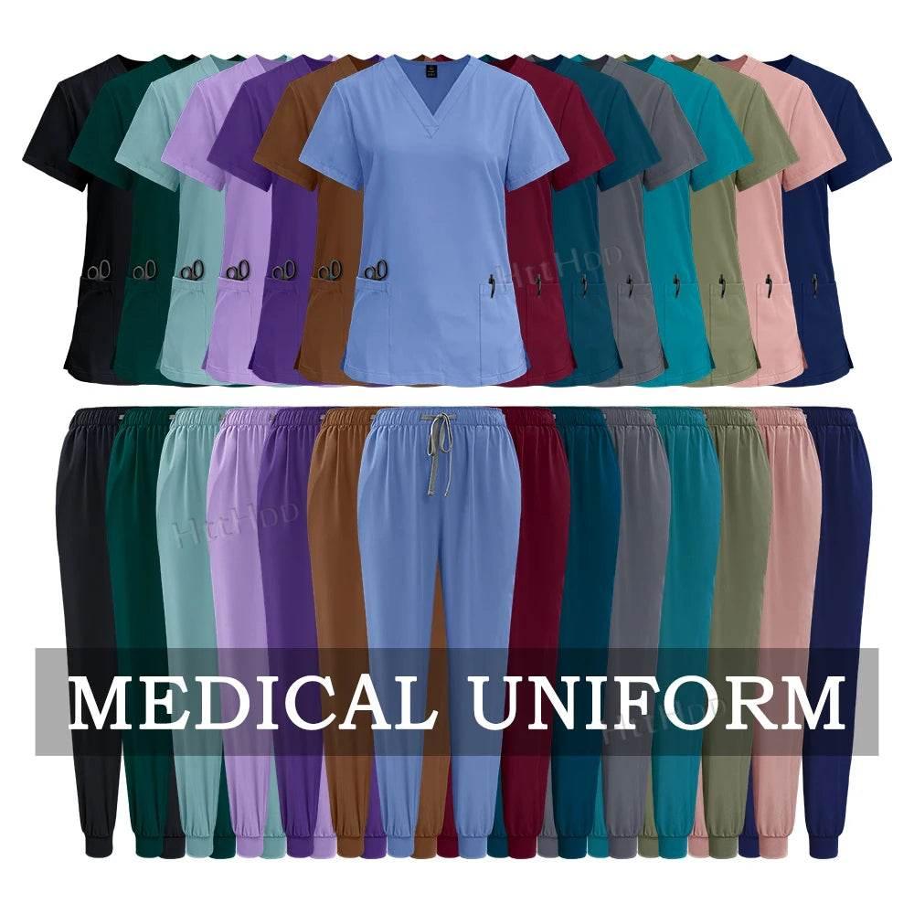Scrubs Uniforms Sets Nurse Grey Scrubs Uniform Top for Men Hospital Medical Scrubs Unisex Clinic Nursing Surgical Uniforms Woman - Empire P.E