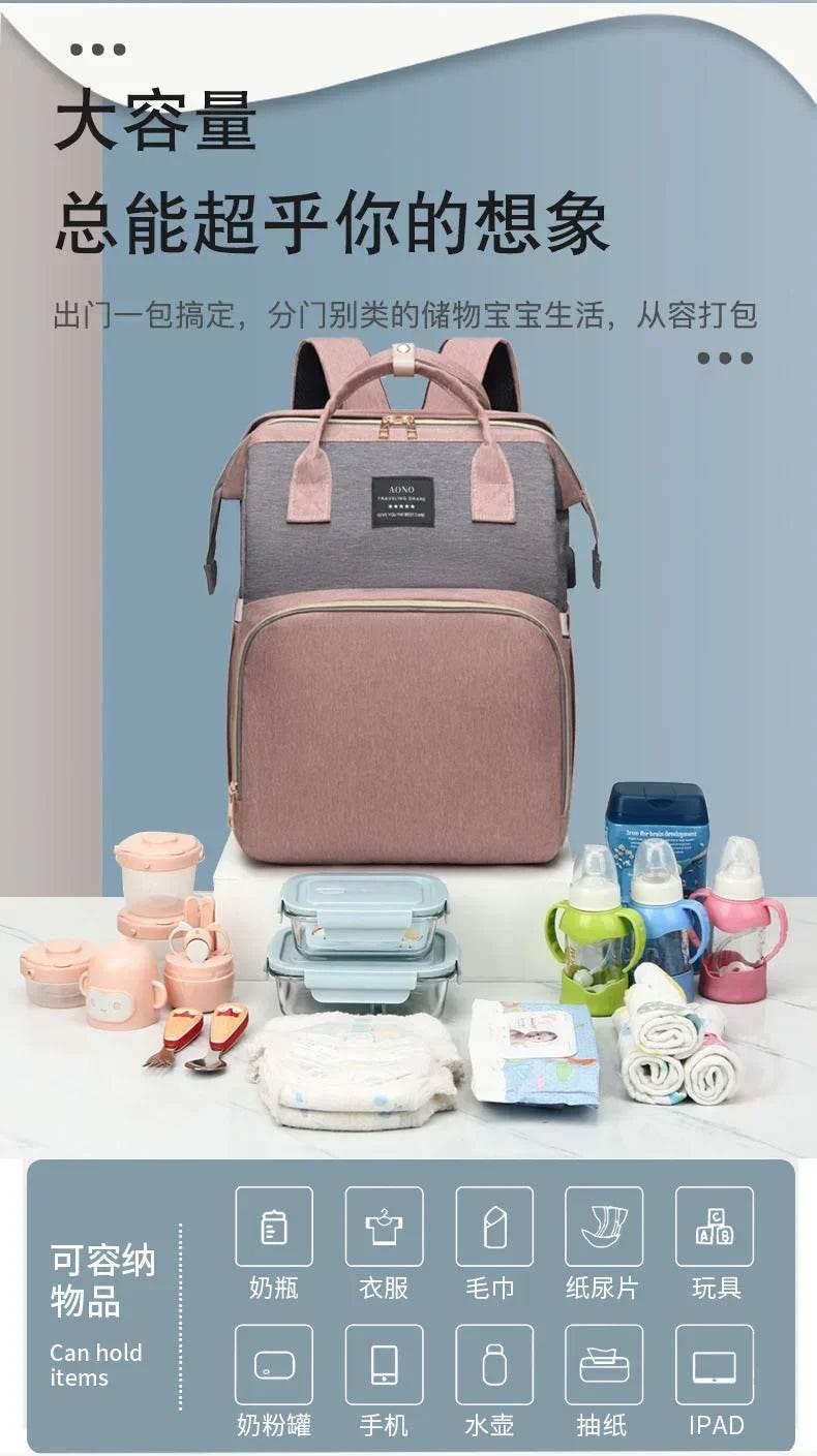 New Multifunctional Mother and Baby Bag Mom Bag Bottle Backpack Folding Sleeping Changing Bag Diaper Backpack - Empire P.E