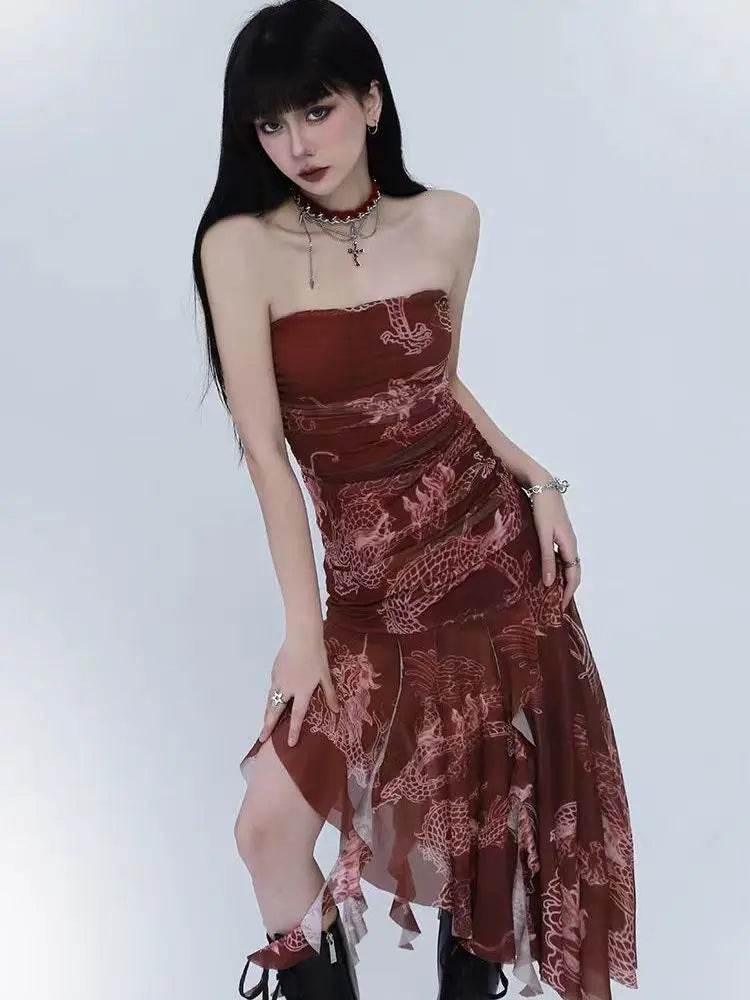 Sexy Dresses for Women 2025 Vestidos De Mujer Tunic Print Sleeveless Backless Robe Femme Fashion Summer Irregular Chiffon Dress - Empire P.E