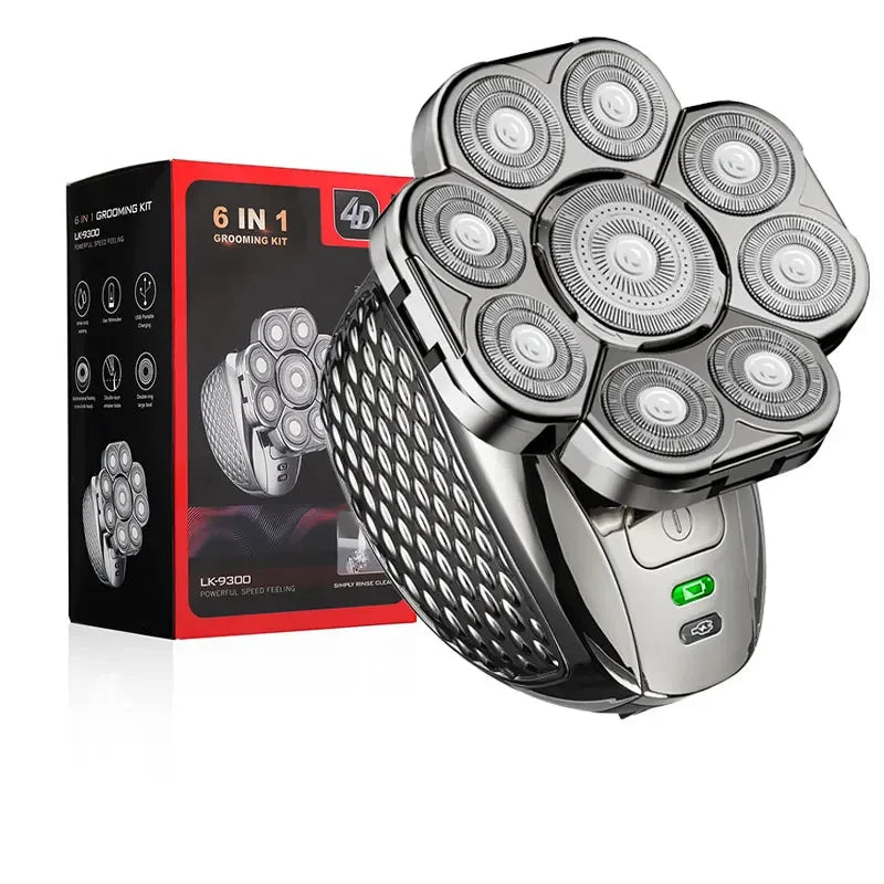 4D Head Shavers for Bald Men, Upgraded 9 Floating Heads 6-in-1 Rechargeable Waterproof Wet Dry Bald Head Shavers for Men - Empire P.E