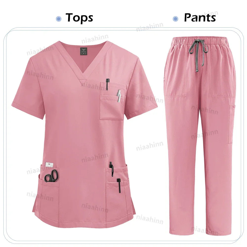 Women's Short Sleeve Tops+Pants Scrub Set - Empire P.E