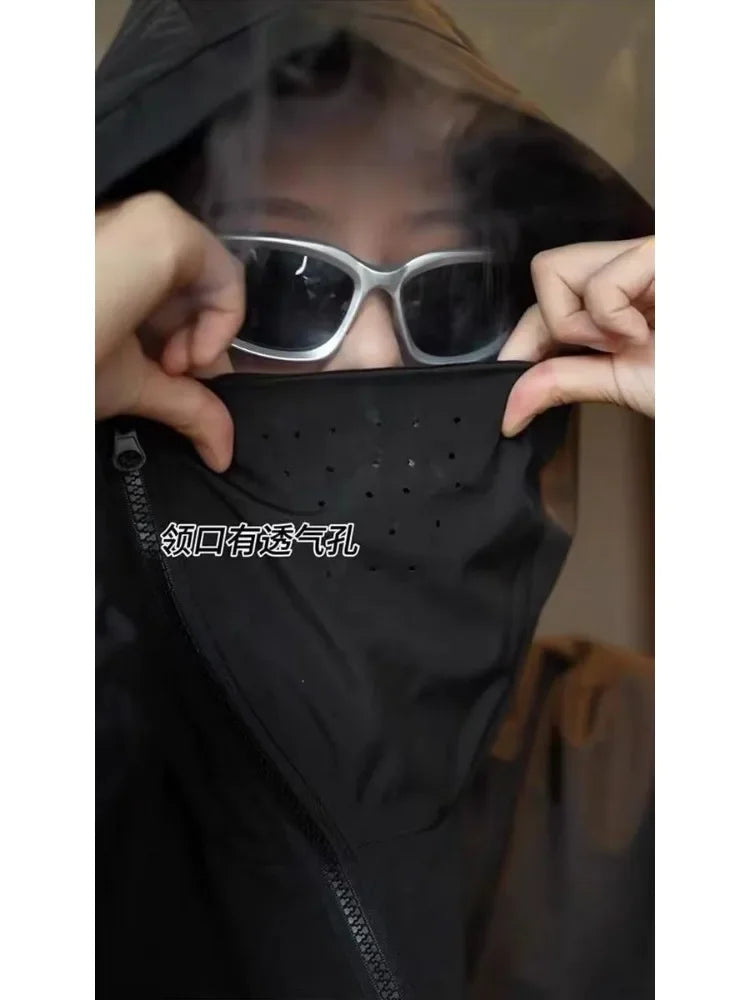 Outdoor Windbreaker Women Double Zipper Sweatshirt Hooded