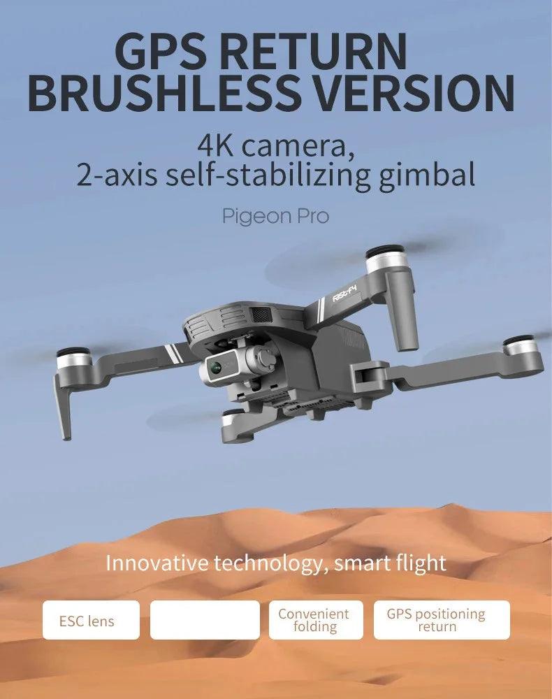 F4 Drone GPS 4K HD Mechanical Gimbal Camera System Supports TF Card Drones RC Quadcopter Stabilier Distance 2km Flight 25 Min - Empire P.E