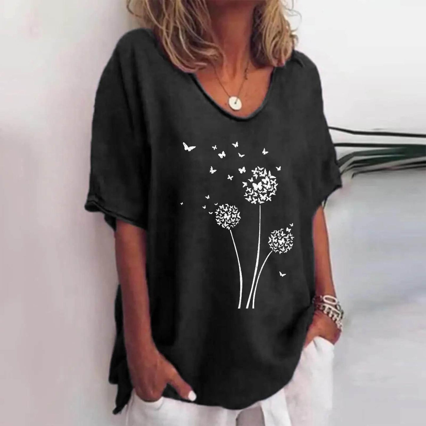 New Women'S T-Shirt Summer Short Sleeve V-Neck Top Loose Casual Female Clothing Streetwear Hip Hop Tee Harajuku T Shirt Pullover - Empire P.E