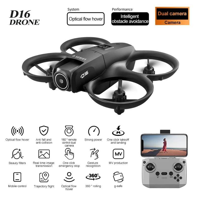 Xiaomi D16 Mini Drone with 180° Electric Adjustable 8K HD Camera WiFi Light Flow Drone Pocket Obstacle Avoidance Rc Quadcopter - Empire P.E