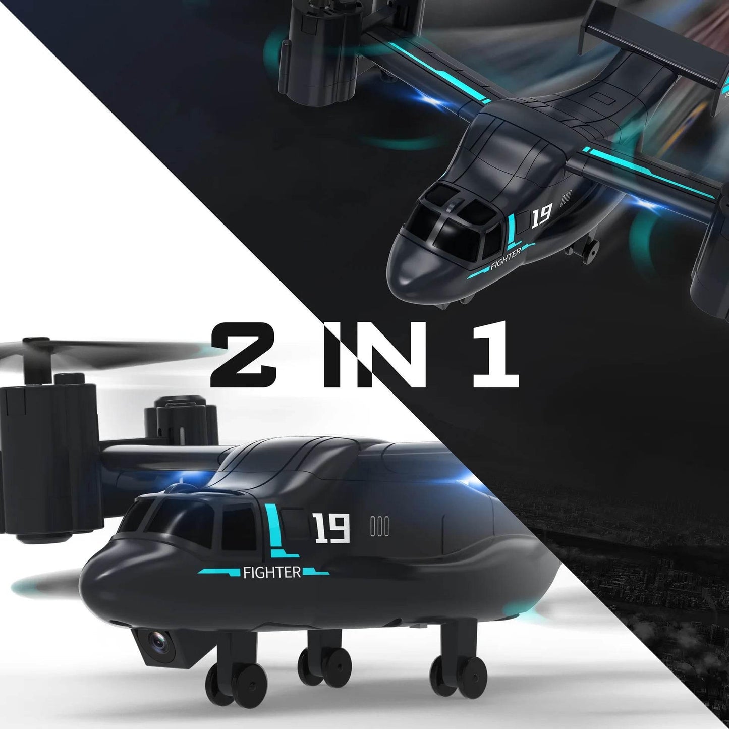 480P Remote Control Helicopter Drone Fighter Uav Land Air Mode Aircraft Brushless Motor Rc Aircraft for Children Kids Plane Toys - Empire P.E