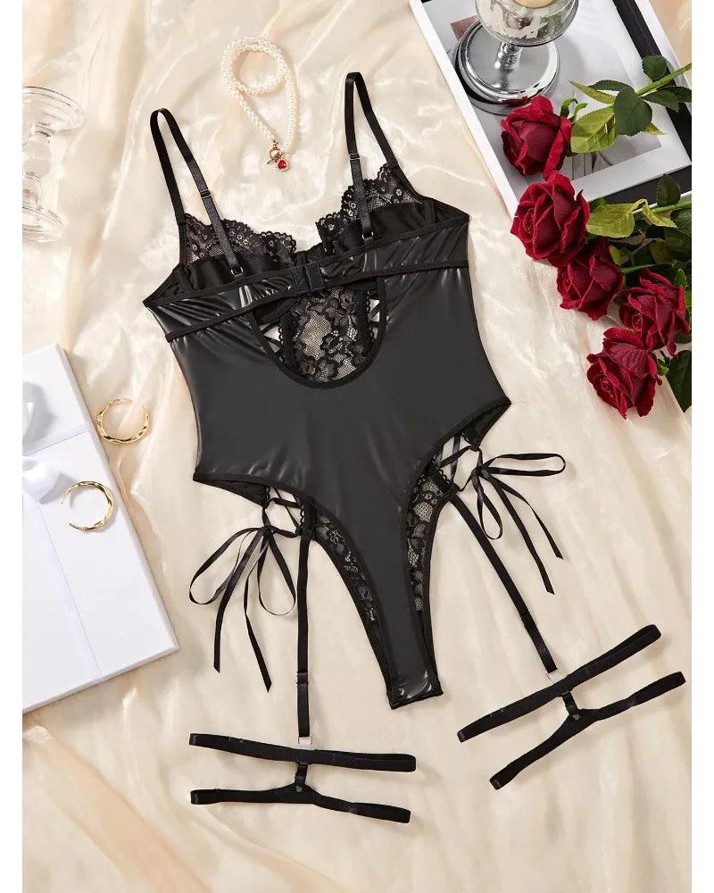 Toucheart Sexy Sexy Pajamas Fishnet PU Leather - Empire P.E