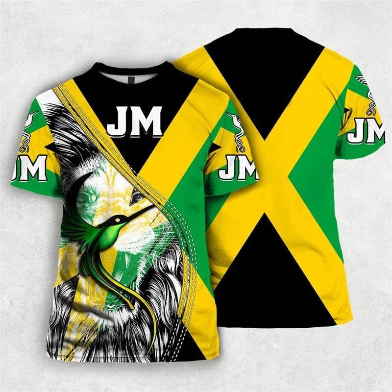 Jamaica Flag Graphic T Shirt For Men Jamaican National Emblem 3D Printed Short Sleeve Summer Streetwear T Shirts O-Neck Top Tees - Empire P.E
