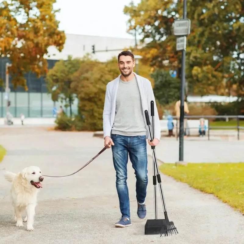 2/3Pcs Pet Pooper Scooper Set with Long Handle Multifunctional Metal Tray Rake Spade Dog Poop Picker For Pet Waste Removal - Empire P.E