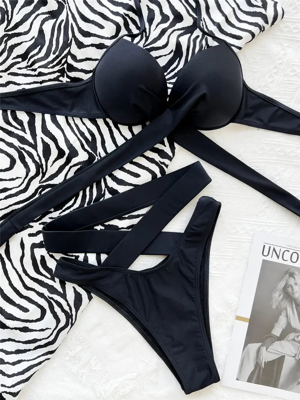 Black High Waisted Bikini Push Up Women
