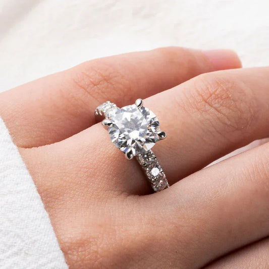 3.5 Carat Moissanite Diamond Engagement Ring S925 Silver Round - Empire P.E