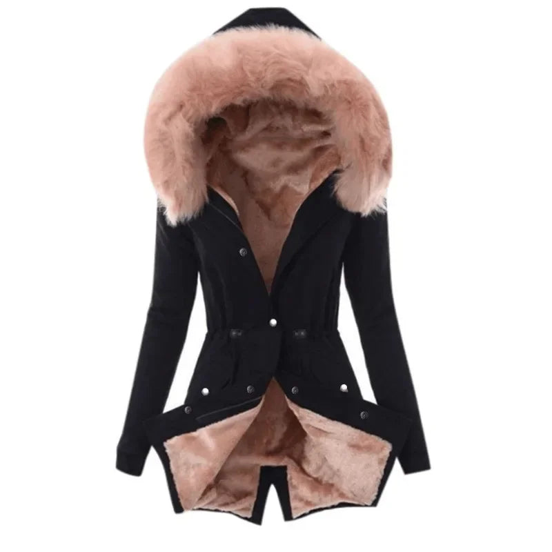 Women's Fur Hooded Coat - Empire P.E