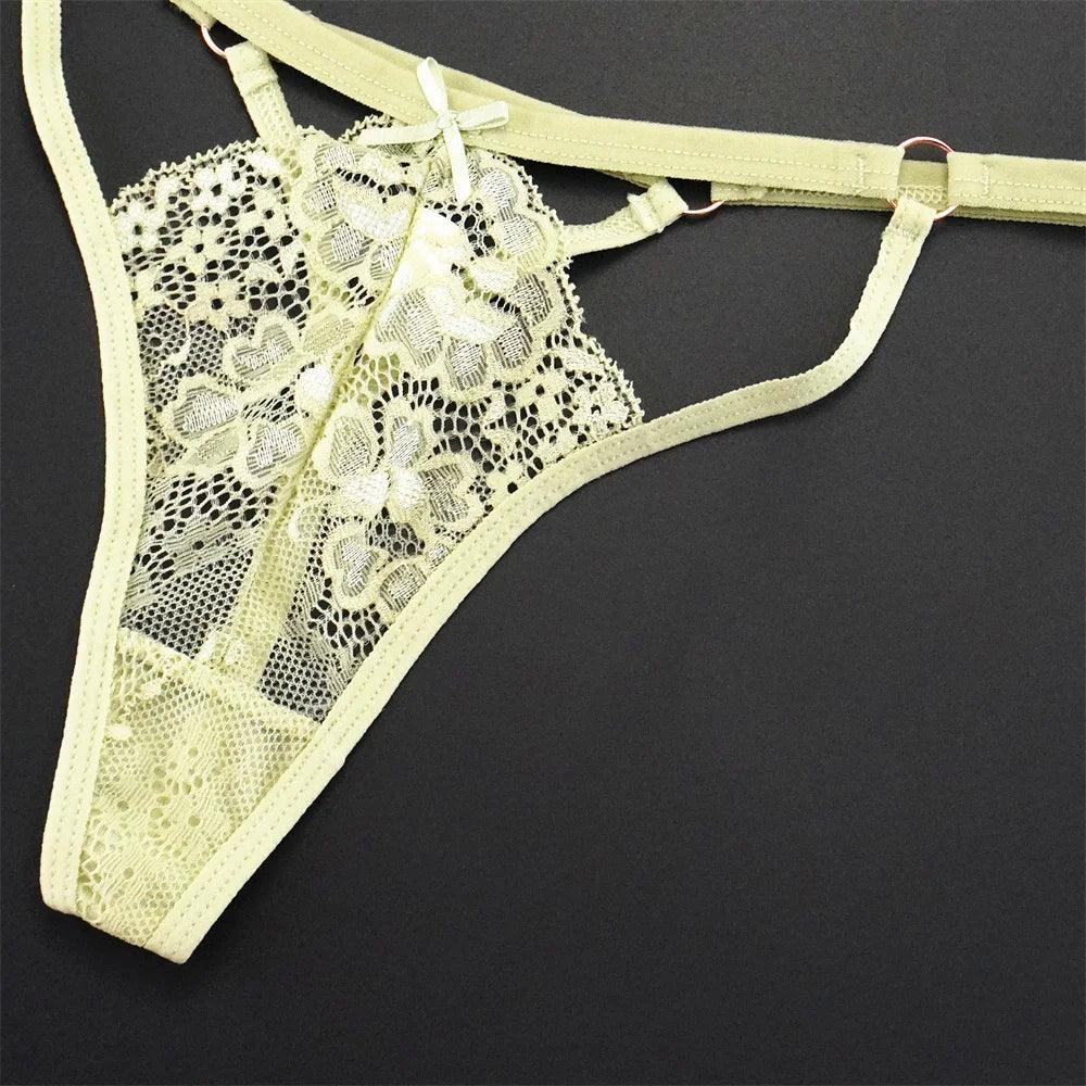 6pcs Fashion Sexy Lace Thong Low-waist with Cute Bow - Empire P.E