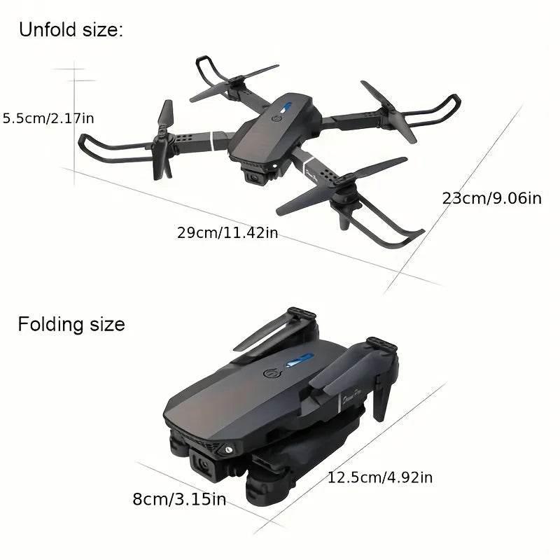 E88 Drone with Dual 4K HD Cameras, Wi-Fi, USB Charging, 1181.1inch Max Altitude, 3m/s Speed, One-Click Return, No GPS,4k drone - Empire P.E