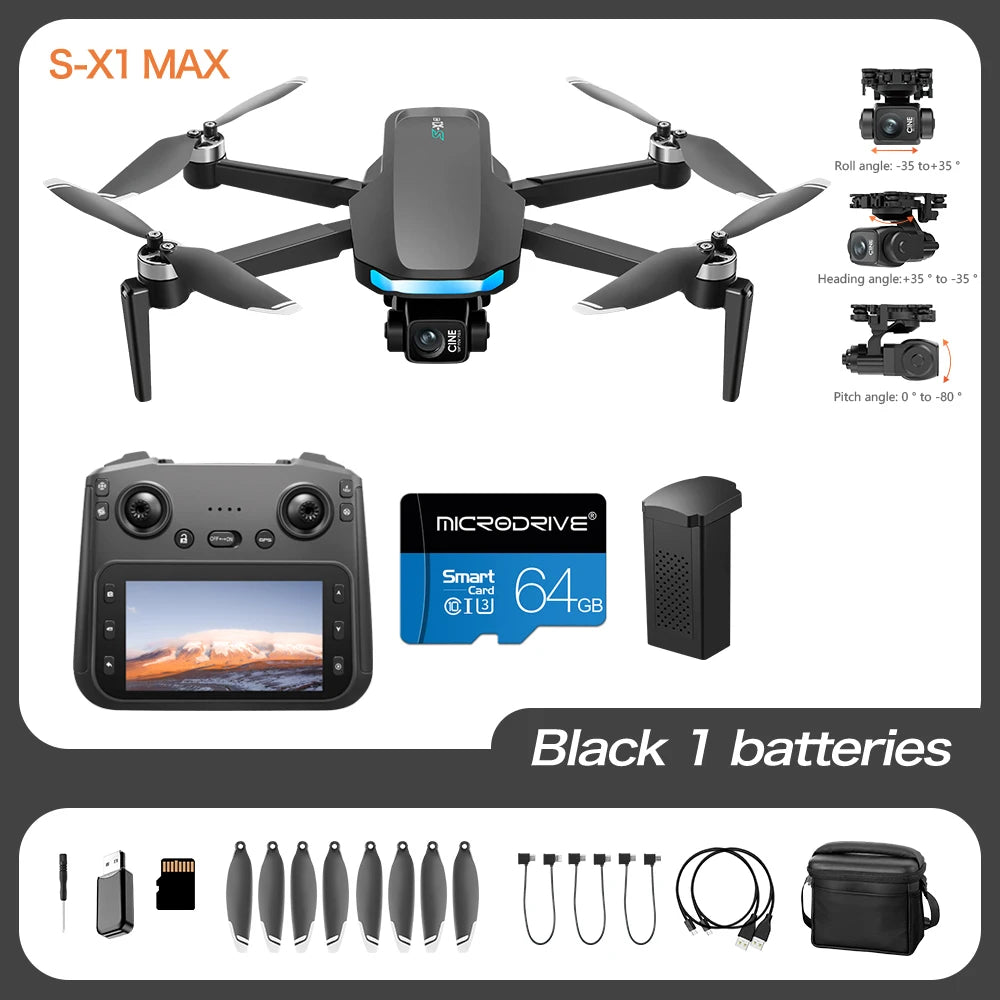 Mini Drone with Screen 3-Axis Anti-shake Gimbal 4K Aerial HD Cameras - Empire P.E