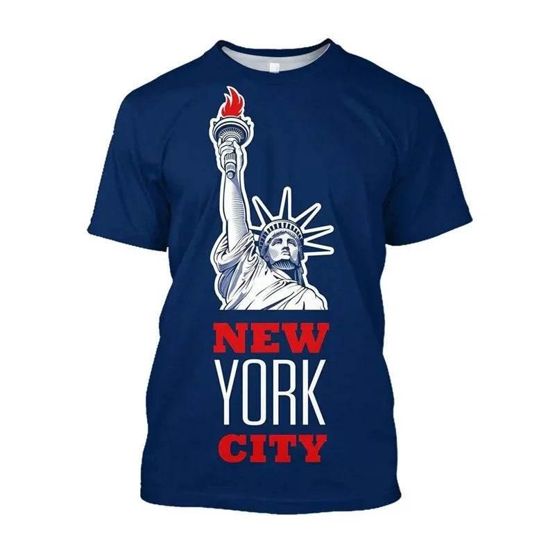 American Flag Graphic T-shirt For Men 3d Printed USA Statue of Liberty T Shirt Summer Spring Short Sleeves Round Neck Tee Shirts - Empire P.E