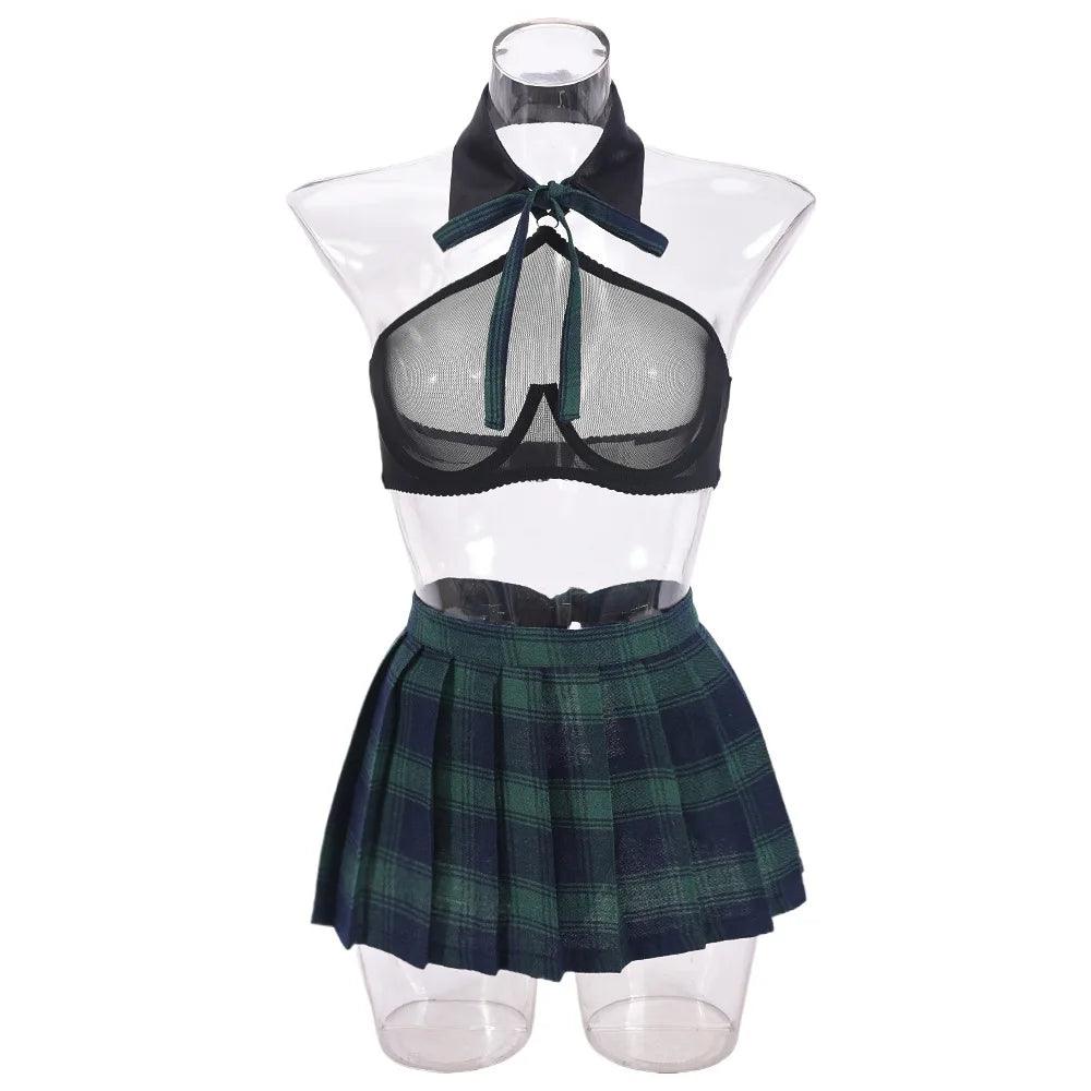 Cosplay Lingerie Green Plaid Skirt - Empire P.E