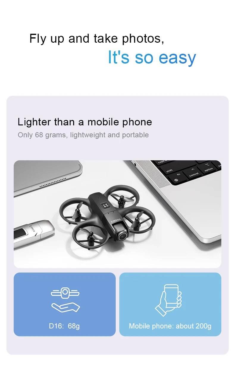 Xiaomi D16 Mini Drone with 180° Electric Adjustable 8K HD Camera WiFi Light Flow Drone Pocket Obstacle Avoidance Rc Quadcopter - Empire P.E