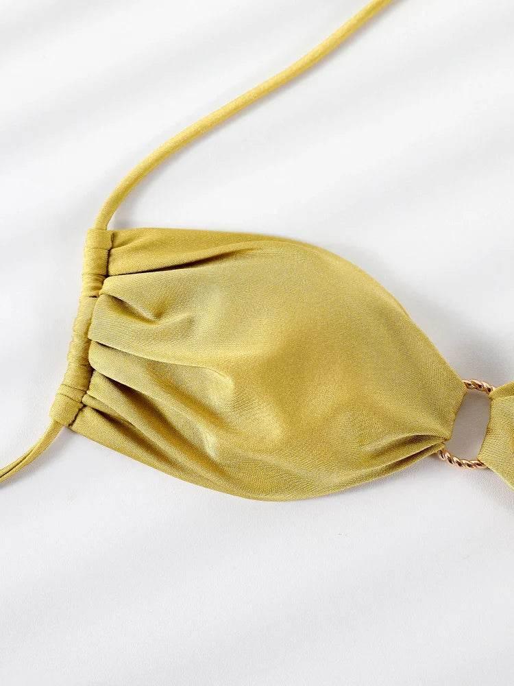 Solid Swimsuit Women Bathing Suit Bandeau Bikini 2024 Biquinis Feminino Swimwear High Waist Bikini Set Beachwear Sexy Bikinis - Empire P.E