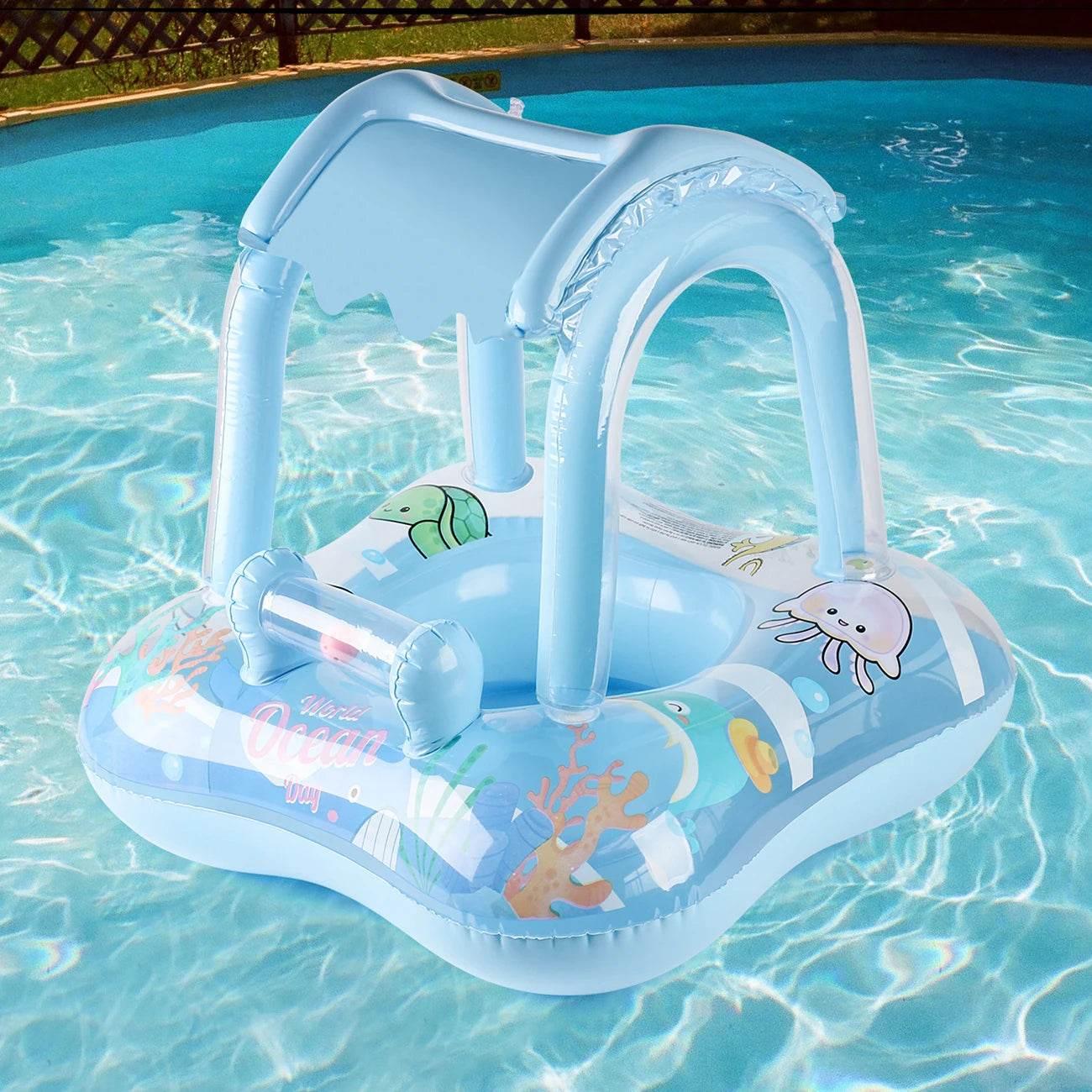 1pc Pool floats with canopy for Kids, Toddler Infant Pool Float for Baby,Swimming Ring Floaties for Pool,Beach Toys for Party - Empire P.E