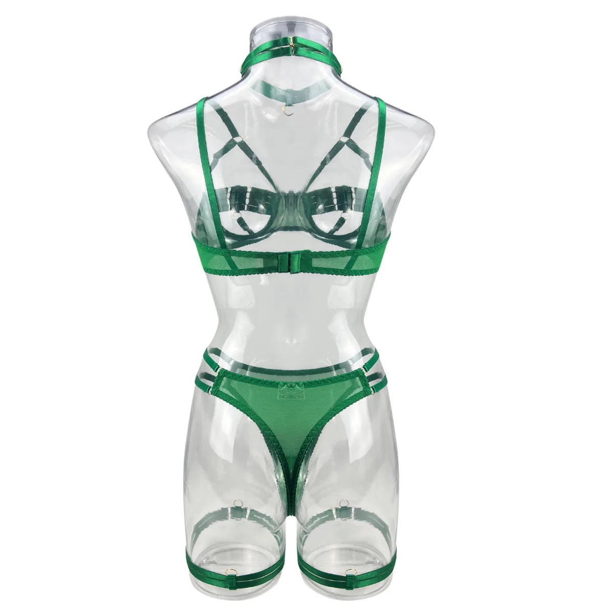 Yimunancy 4-Piece Bandage Erotic Set Women Choker Cut Out Solid Vintage Purple Sexy Lingerie Set Breif Kit - Empire P.E