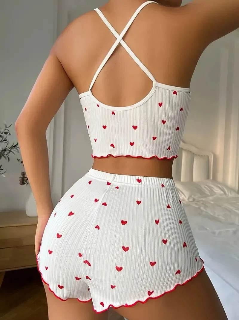 Sleepwear Women Heart Print Soft Ribbed Fabric - Empire P.E