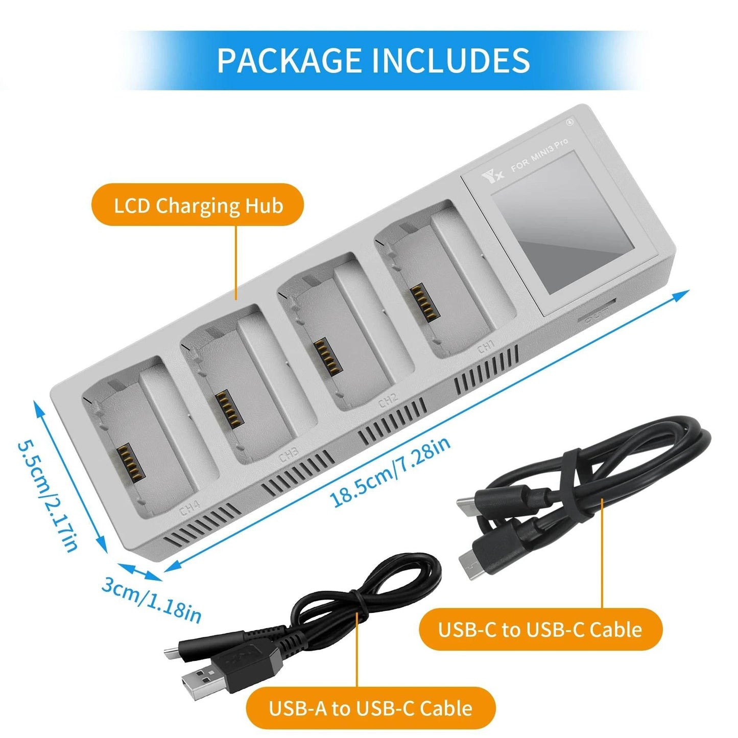 4in1 Battery Charging Hub for DJI Mini 4 PRO Drone Charger 4 Batteries Intelligent Flight Battery For DJI Mini 3 Pro/Mini 3 - Empire P.E