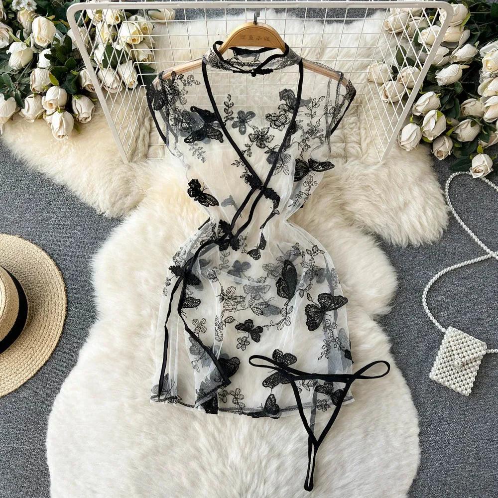 Hollow Out Cosplay Lingerie Lace Backless Jumpsuit - Empire P.E