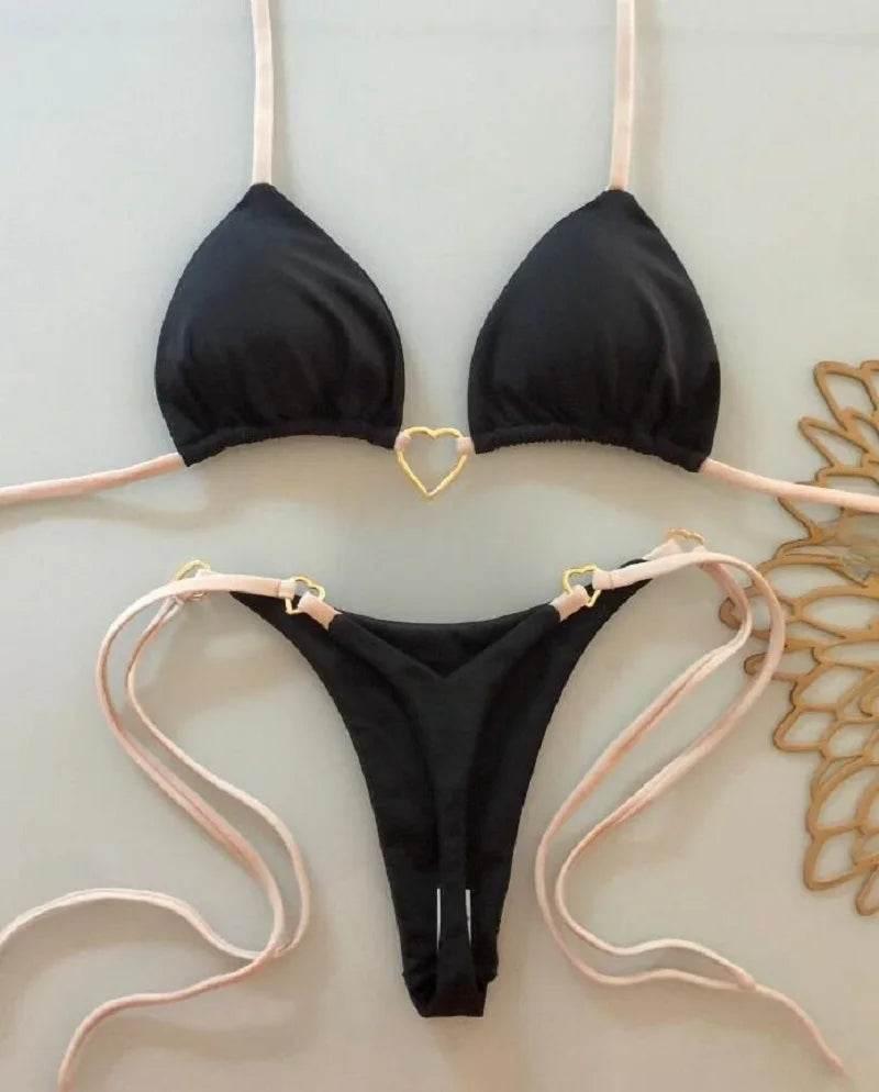 RUOTONSEPT Sexy Halter Solid color Bikini Set Women's Swimsuit Two-piece Triangle Thong Swimwear Bathing Suit Brazilian Biquinis - Empire P.E