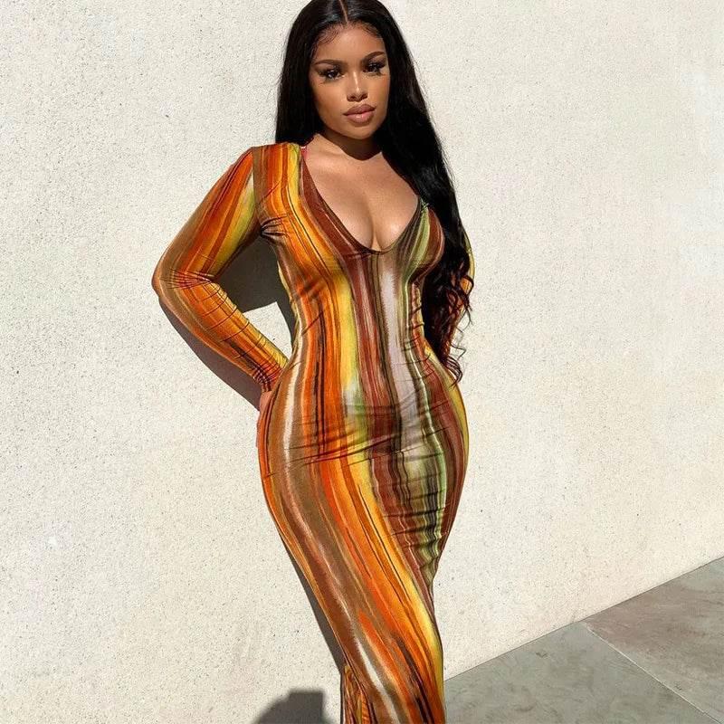 Spring And Summer Dresses For Women Chest Wrap Printed Off Shoulder Bandage Slim Sexy Long Dress 2023 New Fashion party MsChuh - Empire P.E