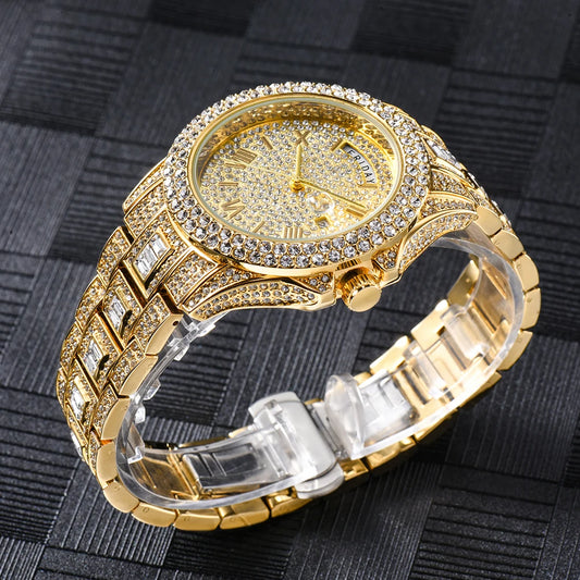 Men's Luxury Gold Hip Hop Diamond Quartz Watches