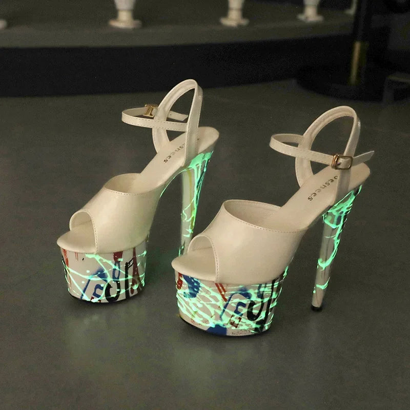 Fluorescent Luminous 16.5CM High Heels Sandals